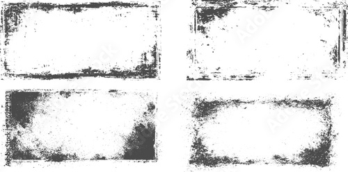 Grunge Frame Set with Distressed Borders, Rough Textures, and Vintage Urban Grunge Effect.