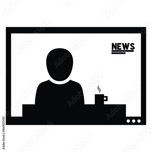 News Broadcast Silhouette Vector for Media and Communication Design Projects