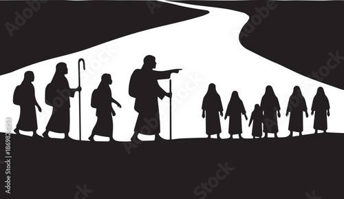 Group following leader on path