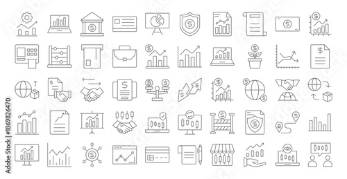 Collection of Line Business and Finance Icons.