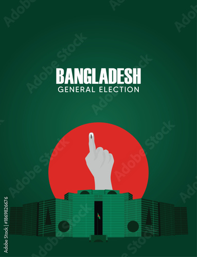 Bangladesh General Election Vector Poster With Voting Symbol And National Colors