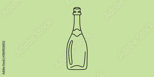 Isolated vector illustration of a transparent glass medical syringe alongside a green glass bottle for liquid refreshment or alcohol beverages on a blank white background