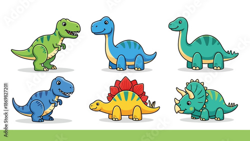 Cute Cartoon Dinosaurs Collection.