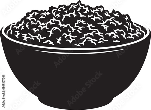 Black and white bowl of rice