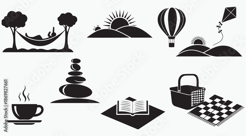Leisure and Relaxation Lifestyle Outdoor Activity Illustration Set