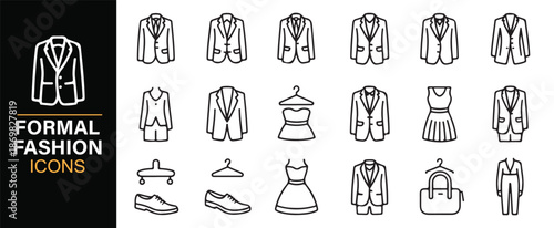 Editable formal clothing and business wear icons collection