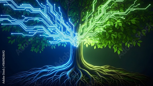 Wallpaper Mural Digital Tree of Life - Merging Nature and Technology. Torontodigital.ca