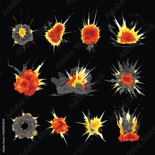 Dynamic Fiery Explosion Bursts in Various Intense Forms.