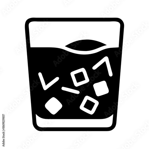 A refreshing glass icon featuring a chilled beverage with ice cubes