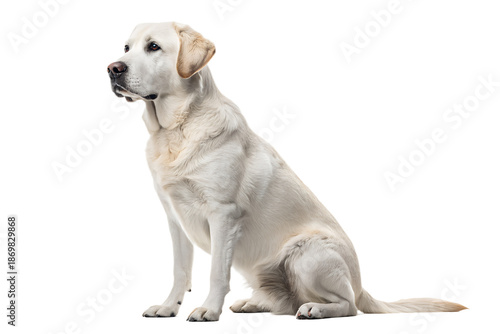 Realistic domestic dog, full body, sitting pose, calm neutral position, realistic proportions, clean detailed fur texture, soft studio lighting, eye level view, centered composition, isolated on trans