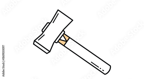 Minimalist black and white line art icon of a heavy splitting maul or axe used for chopping wood in a clean simple style.