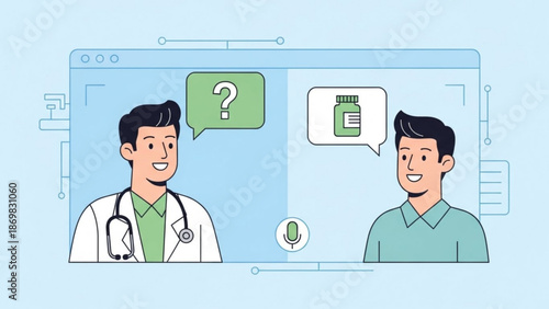 Doctor and patient in telemedicine consultation online