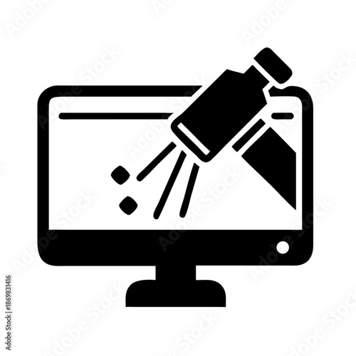 Microscopic view of data on a computer screen for detailed analysis and observation