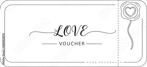 Romantic love voucher with heart flower design