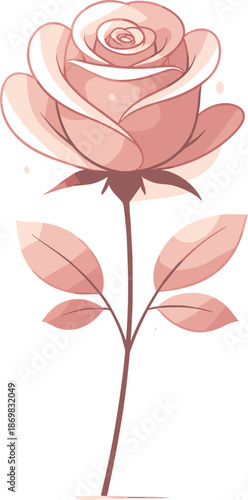 Minimalist Rose Silhouette. Single rose silhouette defined by clean lines and gentle curves, modern flat vector illustration