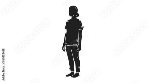 Silhouette of a young girl standing.