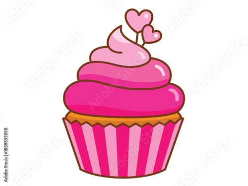 Delicious Pink Cupcake with Heart Topping