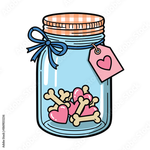 Charming Dog Bone Jar Illustration