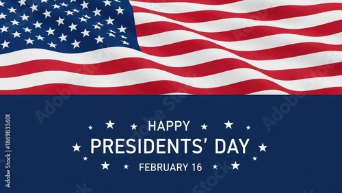 Waving American Flag with Presidents Day Text United States flag