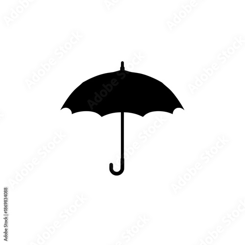 Umbrella silhouette icon, simple black rain protection symbol isolated on white.