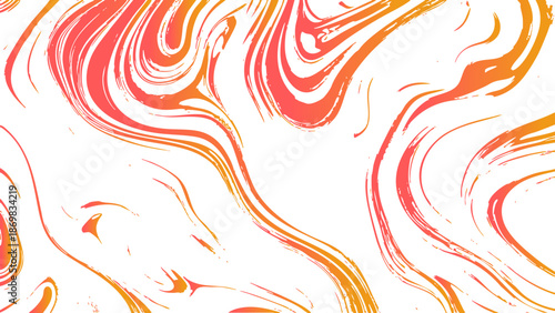 An abstract red background vector illustration features a fiery orange wave pattern with tribal tattoo swirls and floral ornament elements in a flowing curve style