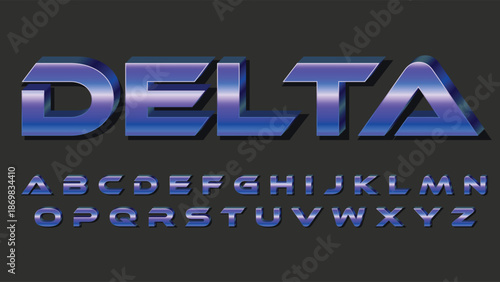 Dark Blue Sci-Fi Metallic Text Effect