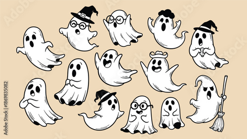 Whimsical Ghost Illustrations Collection