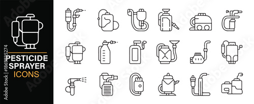 Crop spraying and pest control outline icons collection