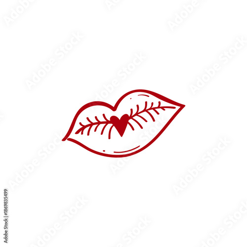 Lips hand drawn vector illustration. A kiss vector icon