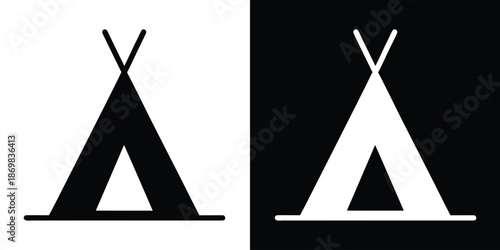 Tent silhouette, Camping tent icon, Hiking shelter vector illustration