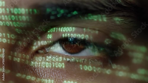 Wallpaper Mural Close-up Macro Eye with Binary Code Reflection Torontodigital.ca