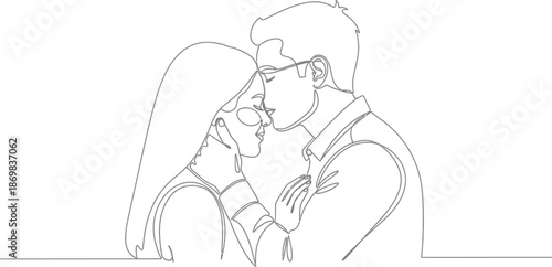 Tender moment of couple about to share a kiss