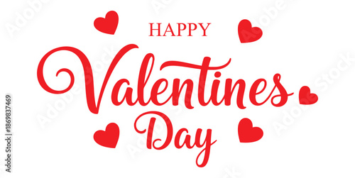Happy valentines day greeting card with red hearts and text