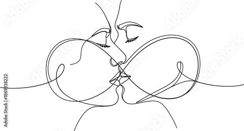 Elegant line art of faces in love with diamond