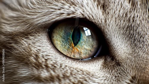 Wallpaper Mural Close-up Macro Shot of a Cat's Eye - Green and Gold Iris, Detailed Fur Texture Torontodigital.ca