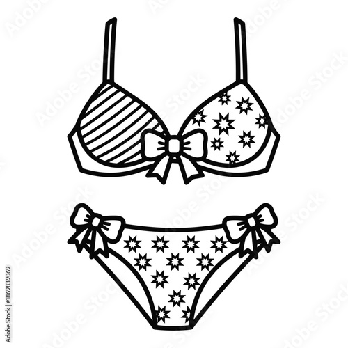 Elegant Floral Bikini Set Illustration