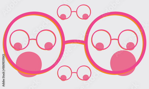 Various small and big cartoon eyes with red outline in round shape display on white background