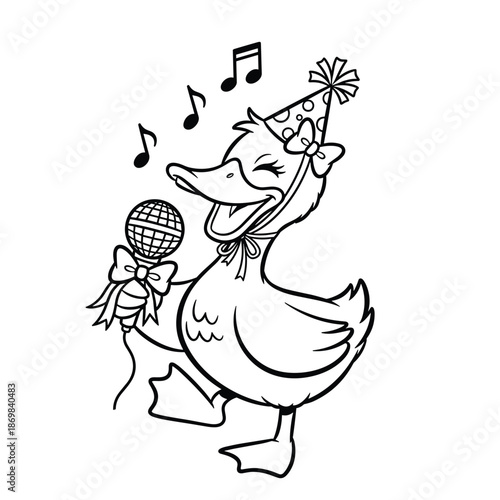 Celebrating Duck Singing with Microphone