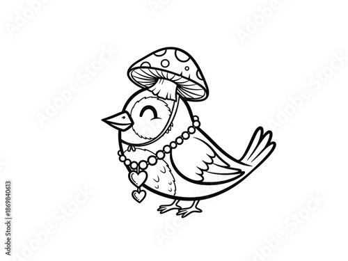 Cute Bird in Winter Hat