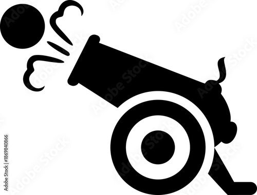 Cannon Icon - Minimalist Symbol of Force, Projectile Motion, and Historic Artillery for UI and Educational Design