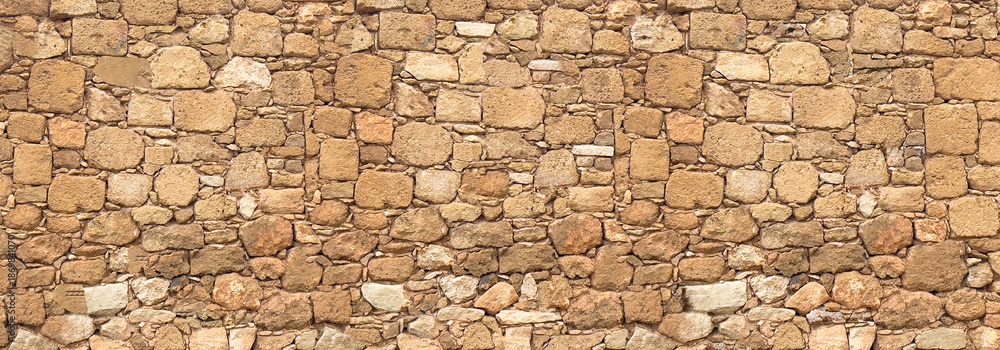Obraz premium Ancient rough hewn stone wall texture pattern