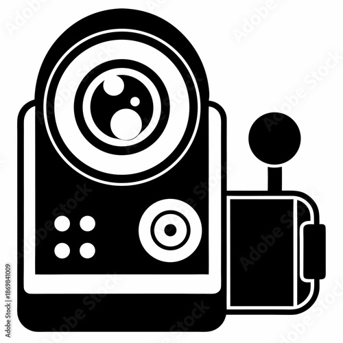 Action camera icon black and white video recording device gadget technology equipment