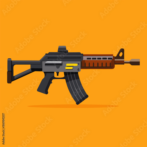 Assault rifle gun weapon military flat design illustration game asset