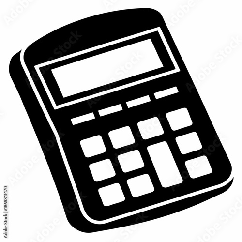 Black and white calculator icon simple design mathematics accounting finance business calculation numbers keypad device tool technology