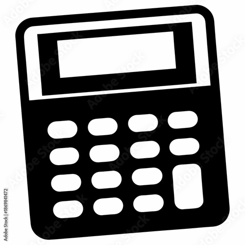Black and white calculator icon simple math calculation device