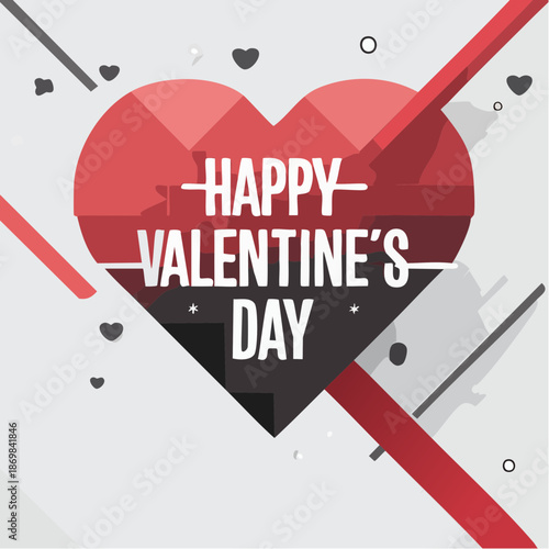 Happy Valentine's Day celebration with heart design and geometric patterns