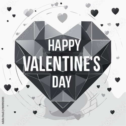 Happy Valentine's Day greeting with heart shaped diamond