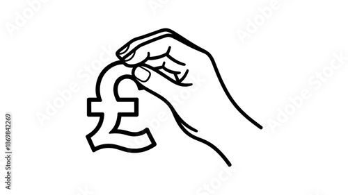 A hand holding the british pound sterling symbol representing finance and economy
