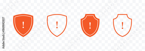 Green shield with checkmark yellow shield with exclamation mark red shield with cross white. Shield with exclamation mark icons. Prevention Icon safety icon set multi style various collection eps10