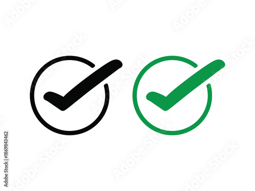Two checkmark icons one black and one green a simple silhouette